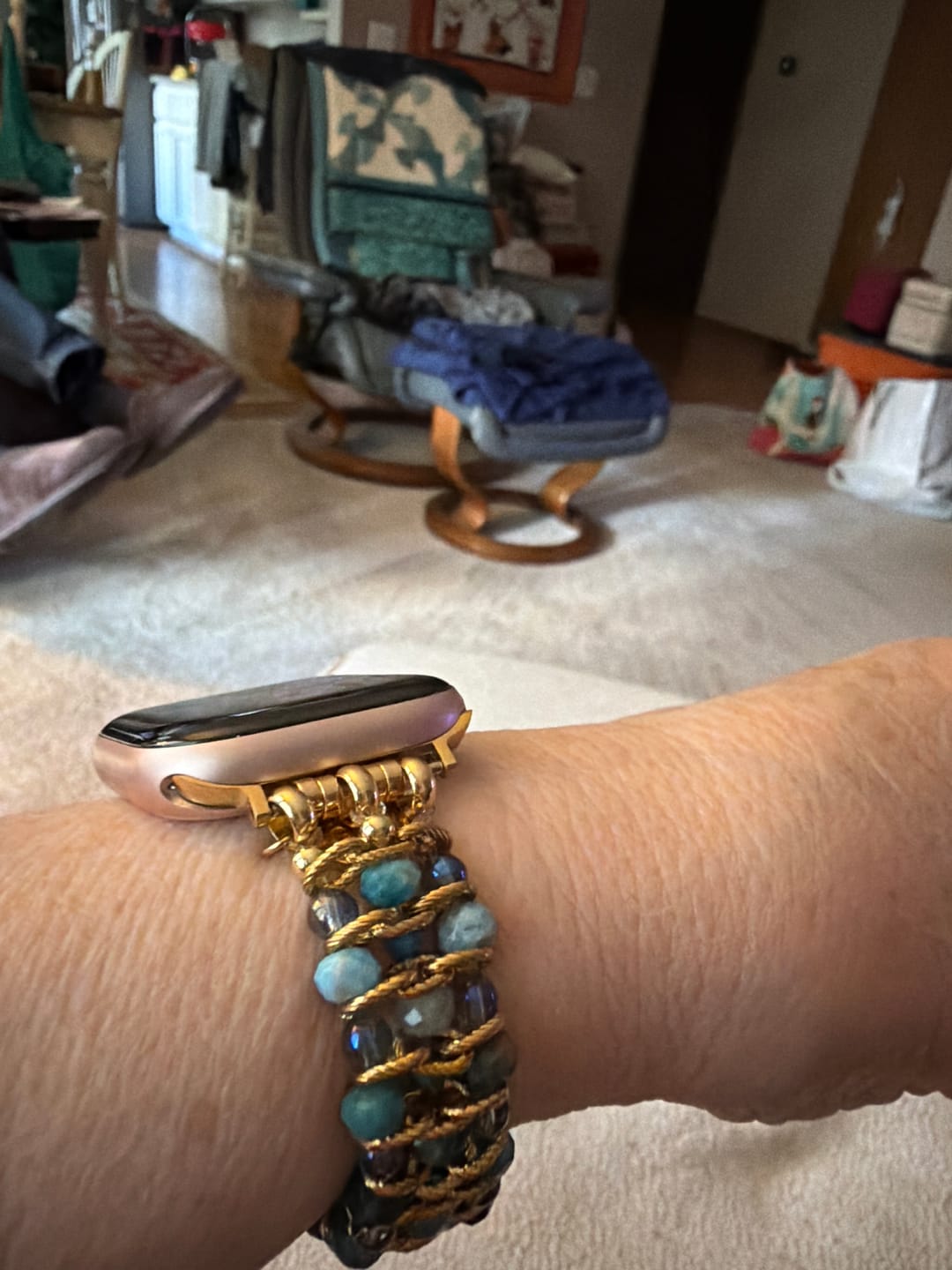 Customer photo review of Crystal Shores Braided Stretch Apple Watch Strap