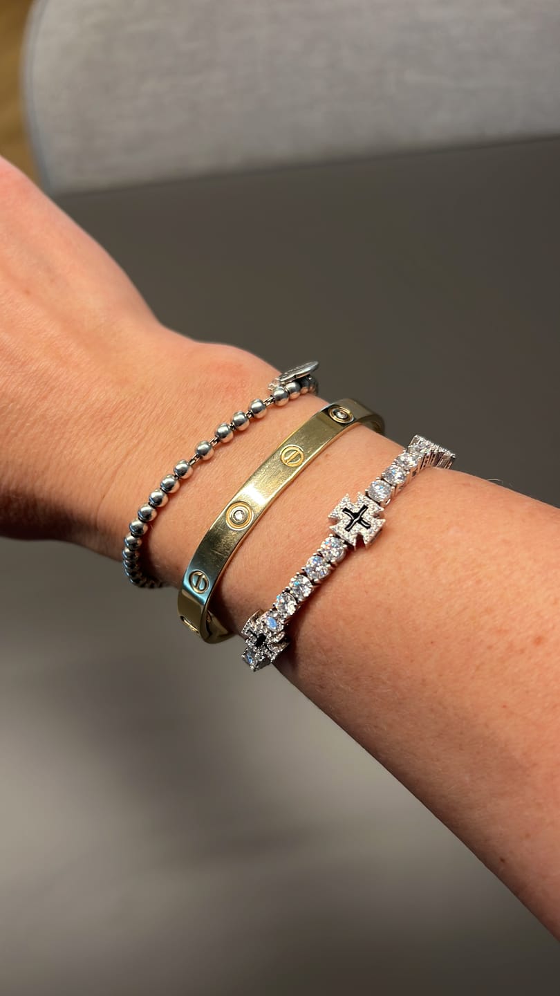 Customer photo review of MOISSANITE CROSS TENNIS BRACELET.
