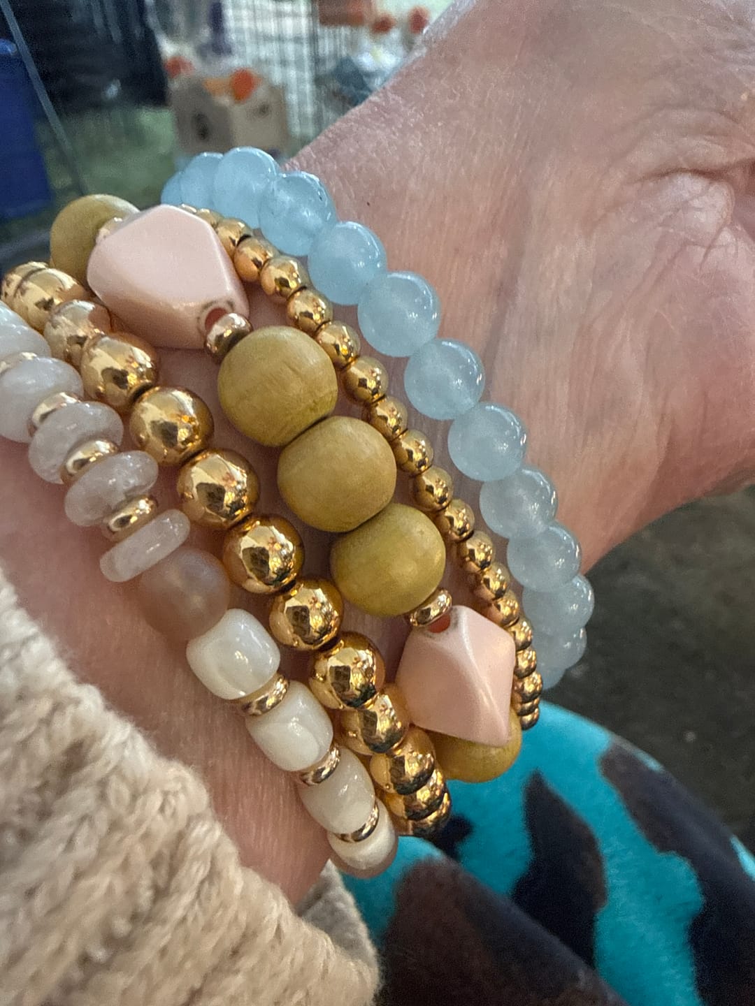 Customer photo review of Agate Crystal Stretch Apple Watch Strap