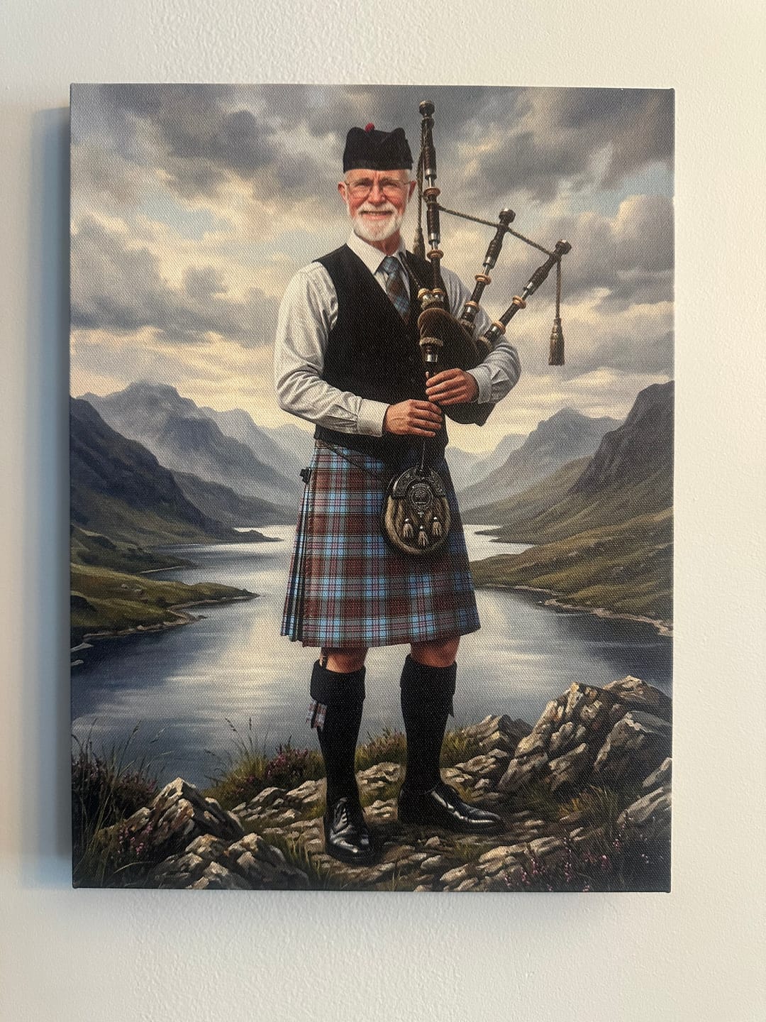 Customer photo review of Scottish Highland Piper Heritage Art Custom Portrait Canvas