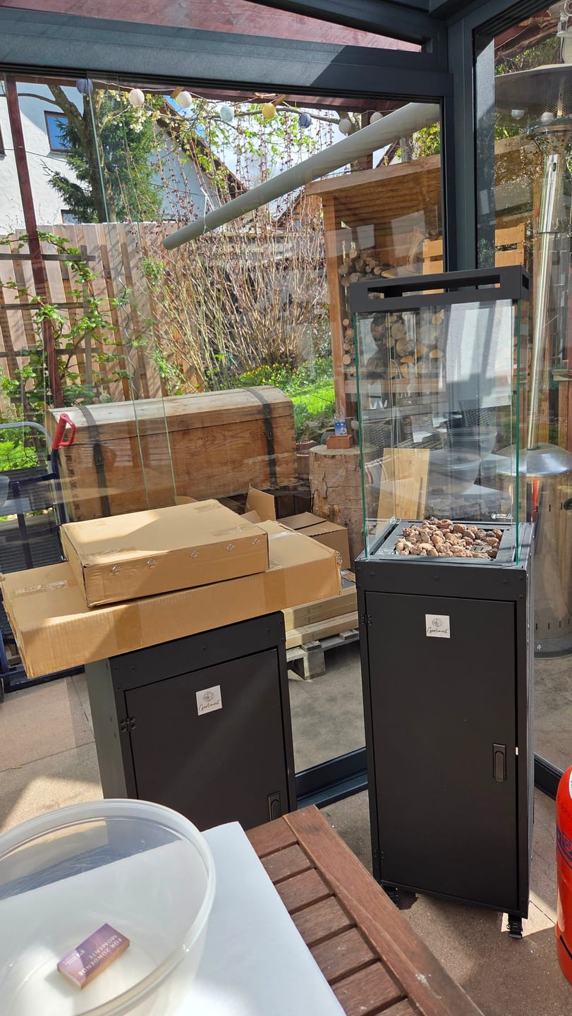 Customer photo review of Gartenzeit® Gas-Terrassenheizer mit Glaszylinder inkl. Abdeckung