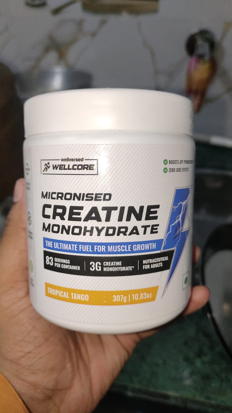 Customer photo review of Wellcore - Micronised Creatine Monohydrate (83 Servings, Tropical Tango) + Premium Steel Shaker