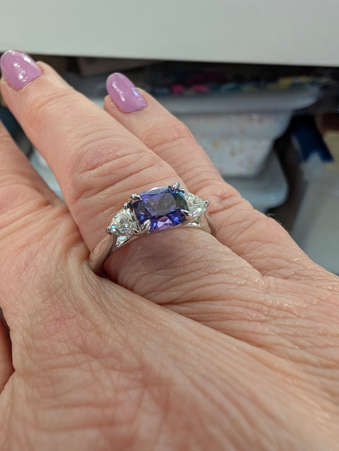 Customer photo review of Engagement Ring Settings: Sterling Silver/K Gold/ Platinum Pricing