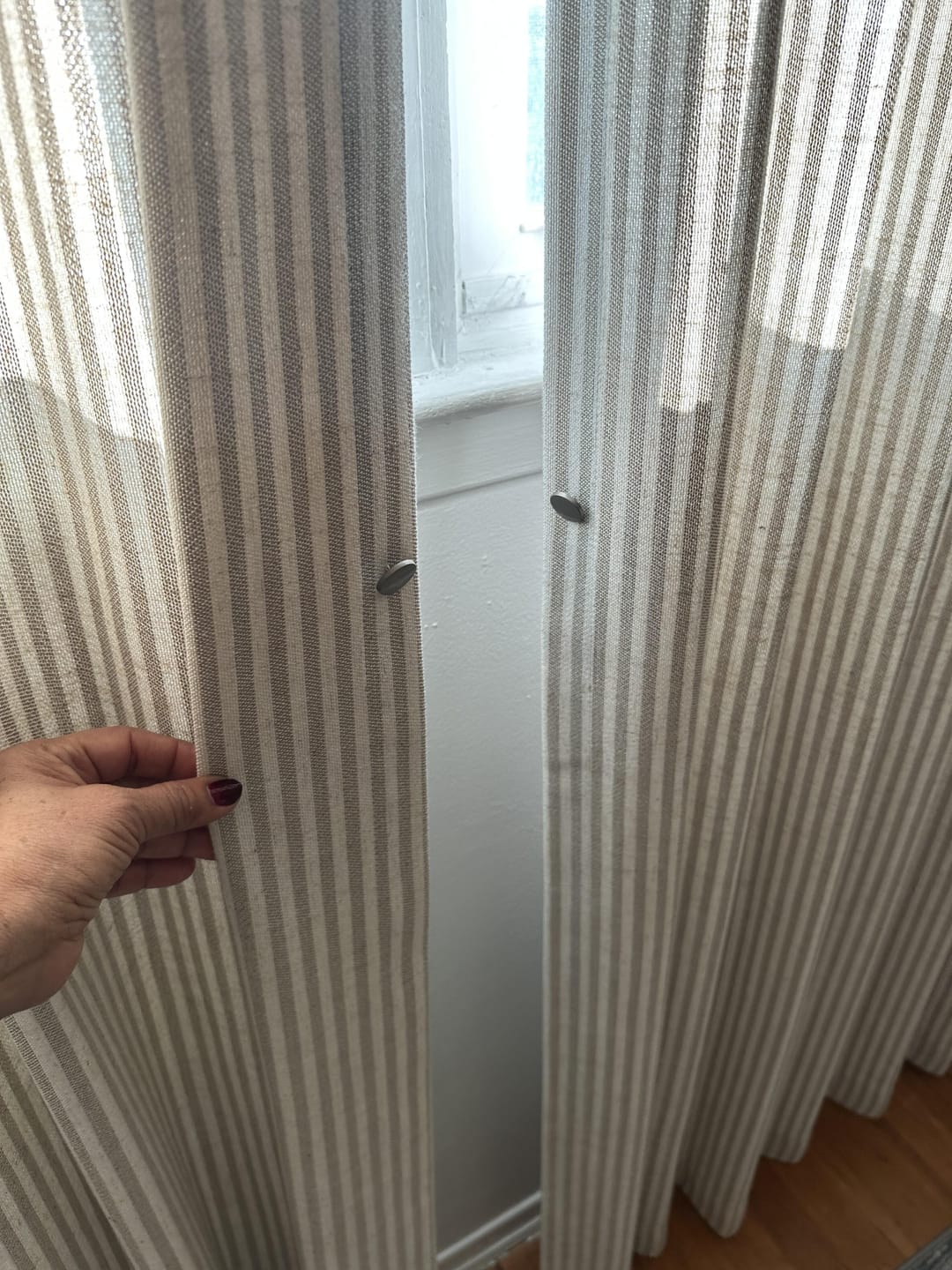Customer photo review of Linen Stripe Curtains – Pinch Pleat Light Filtering with Optional Blackout (Zaria)
