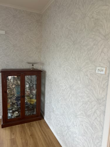Customer photo review of Tropical Escape - Metallic Wallpaper - Grey/White