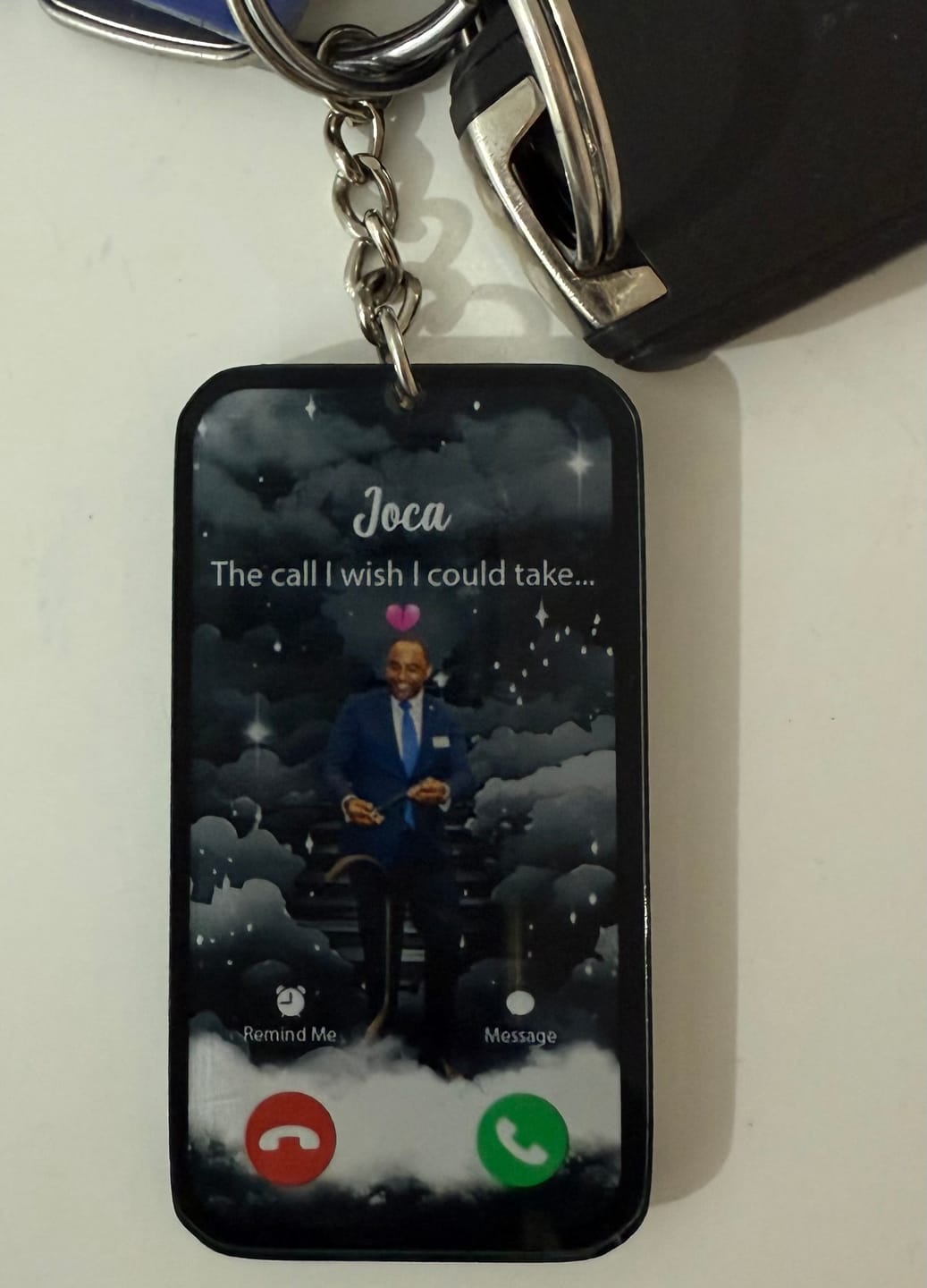 Customer photo review of The Call I Wish I Could Take Memorial Sympathy Gift Remembrance Keepsake Photo Personalized Acrylic Keychain