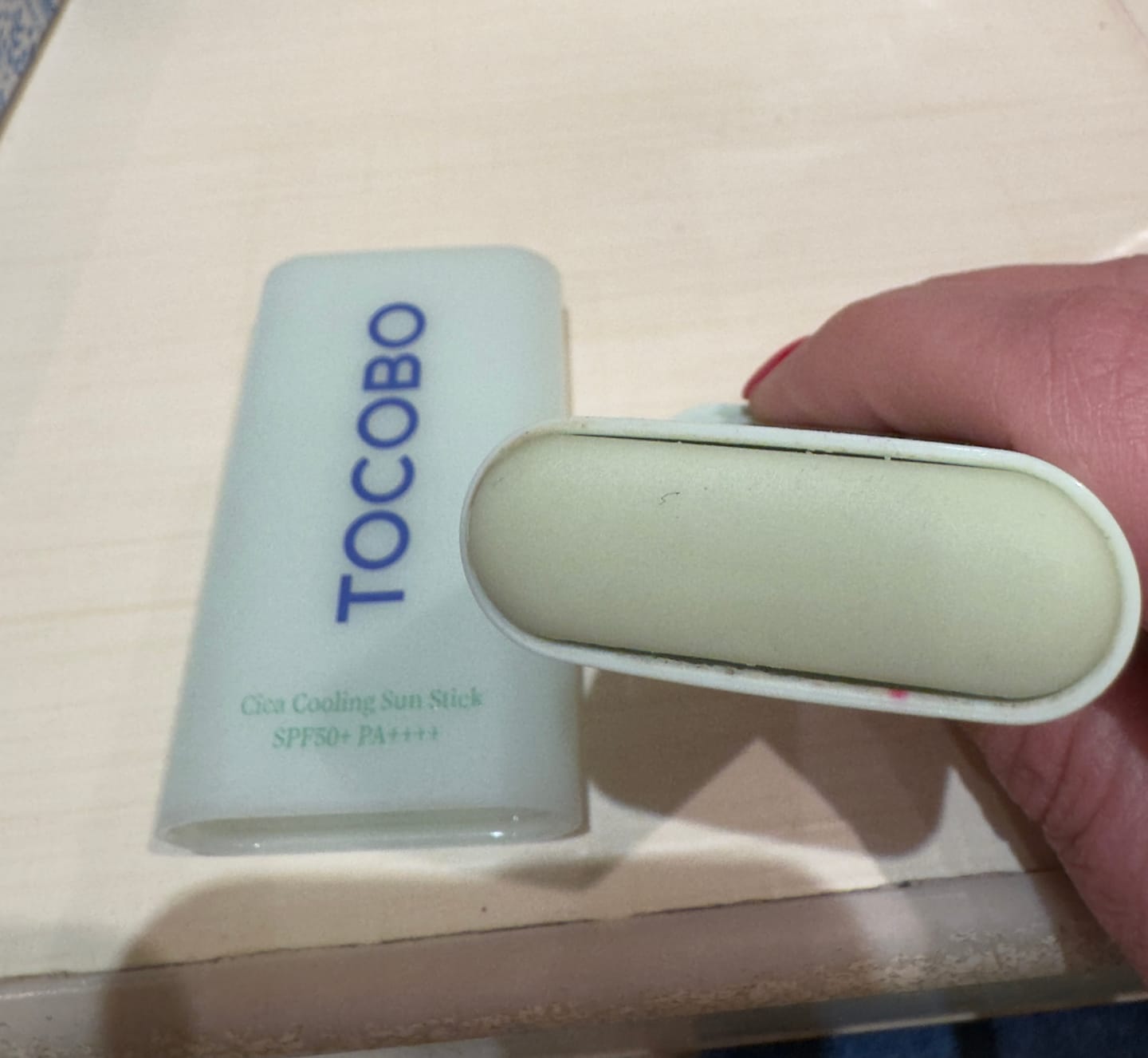 Customer photo review of Nomierinošs zīmuļveida saules aizsarglīdzeklis TOCOBO Cica Cooling Sun Stick SPF50+ PA++++