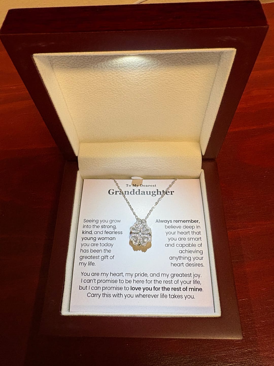 Customer photo review of To My Granddaughter Magnetic Hearts Necklace (GD120)