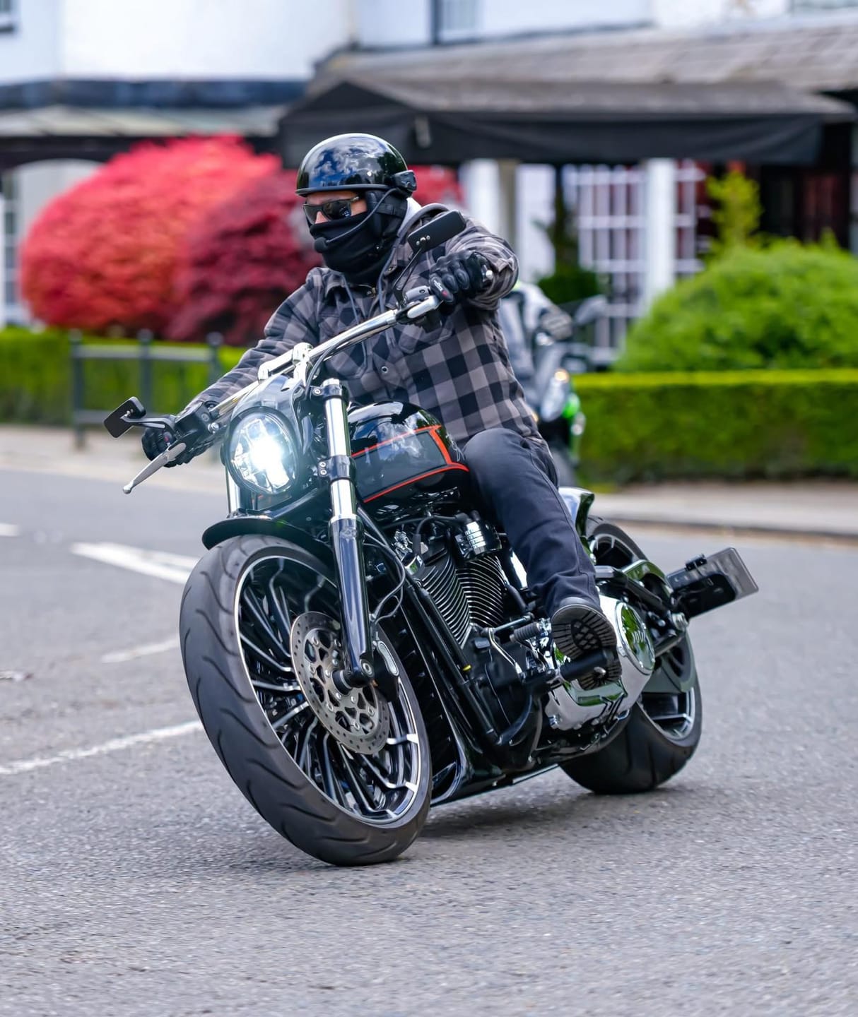 Customer photo review of Lightweight SOA Style DOT Beanie Helmet / Gloss Black