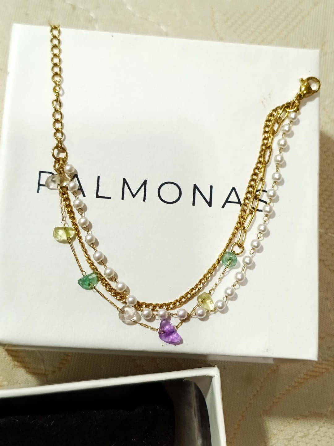 Customer photo review of Minimalist Pearl Three Layered Bracelet