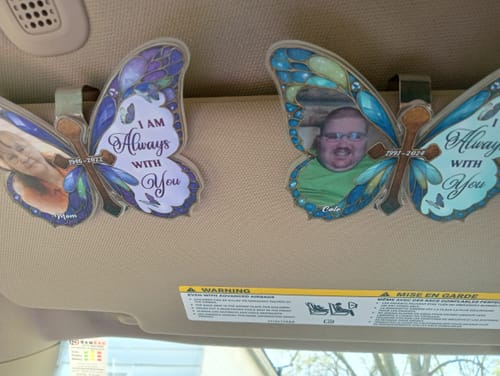 Customer photo review of I'm Always With You - Personalized Custom Shaped Car Visor Clip CVC04