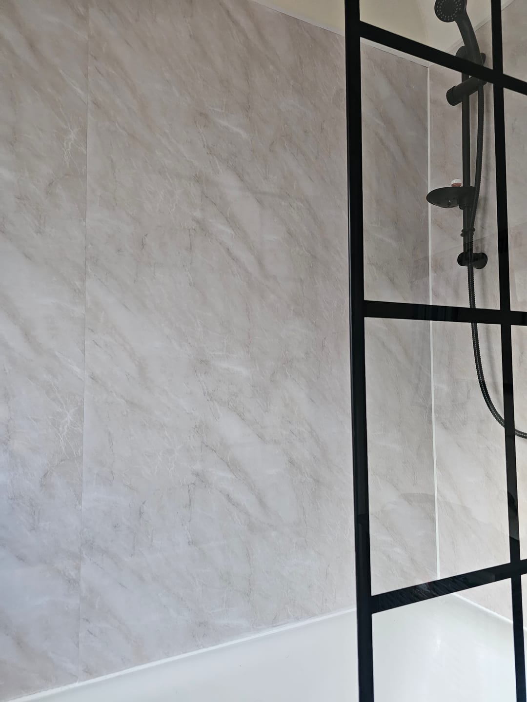 Customer photo review of Shower Wall Panels Waterproof Bathroom Cladding Pergamon Beige Marble Gloss Premium 1m x 2.4m