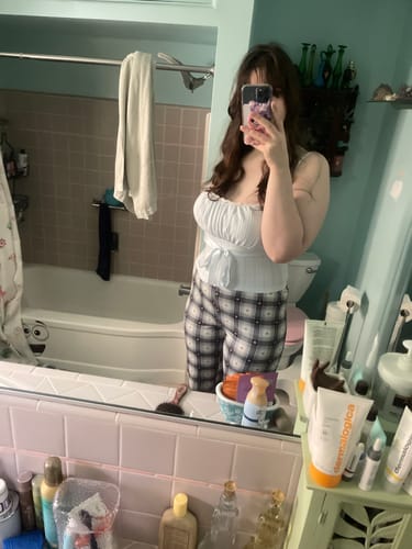 Customer photo review of My True Form Cotton Cami Top (Snow Blue)