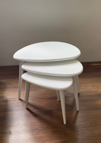 Customer photo review of Ahşap Zigon Sehpa Takımı - Mat Beyaz 3'lü Set