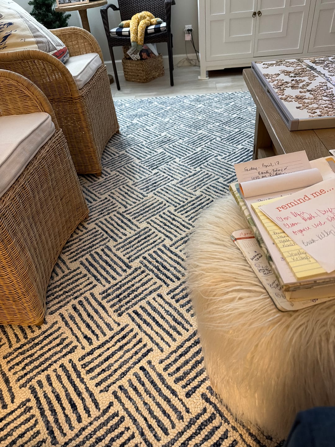 Customer photo review of Layers Hand Hooked Wool Rug - Indigo