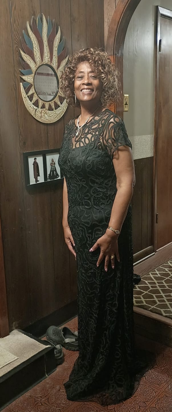 Customer photo review of CLEARANCE - Cinderella Divine 1920 Long Lace Dress Short Sleeve (Size 2XL)