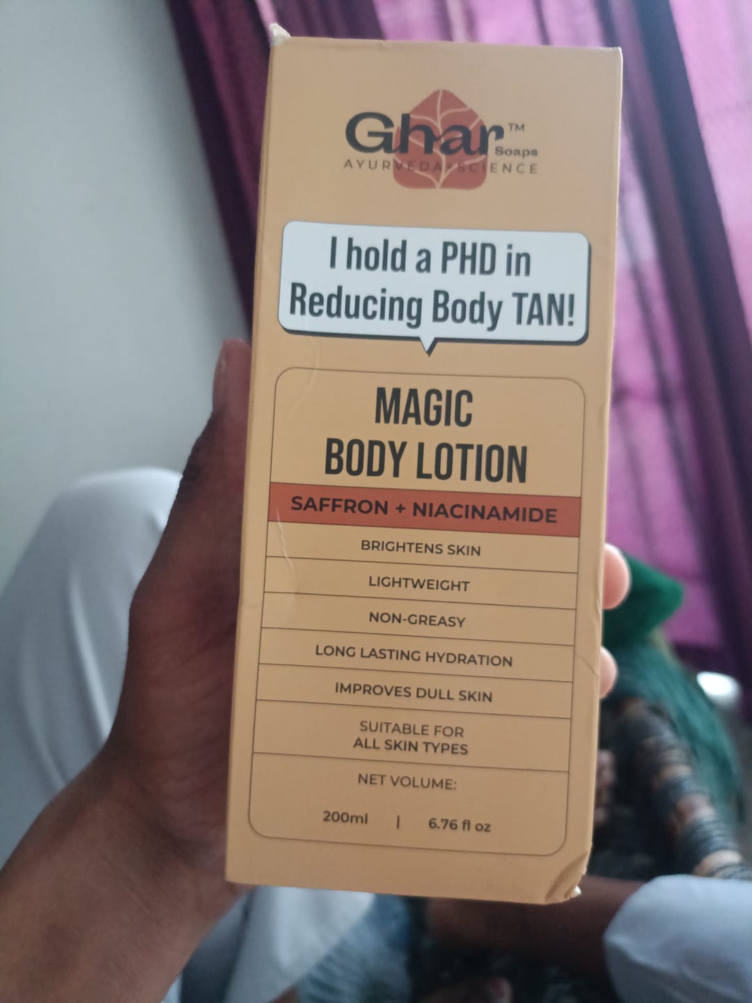 Customer photo review of Magic Body Lotion with Saffron and Niacinamide