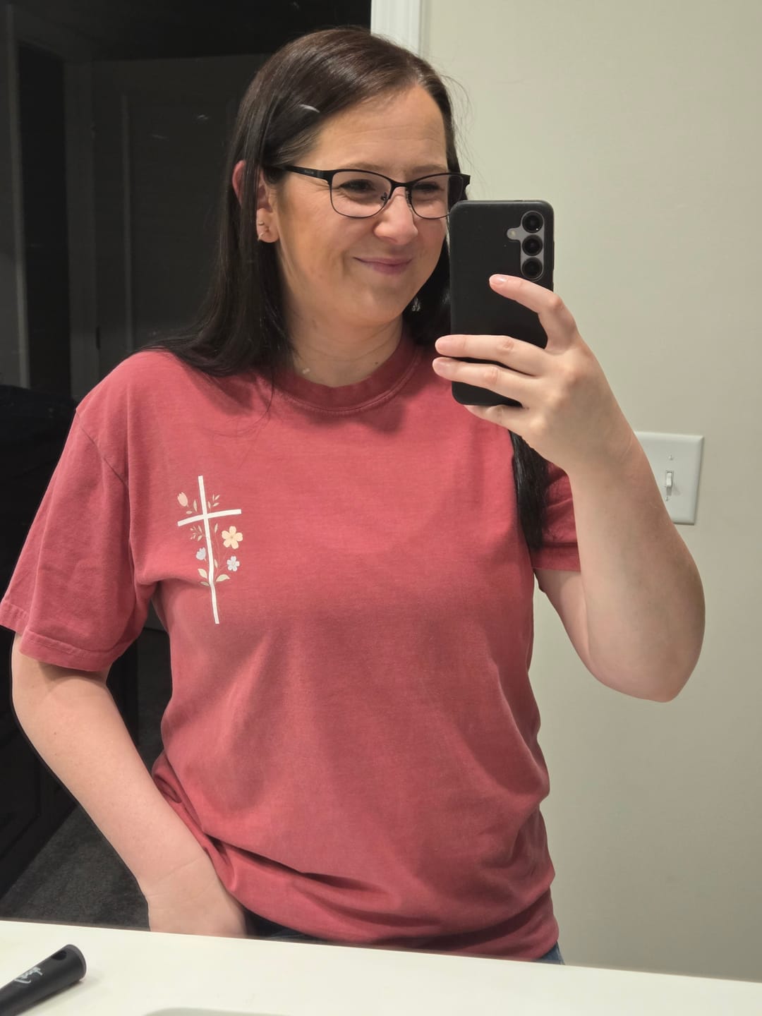 Customer photo review of Floral Cross T-shirt