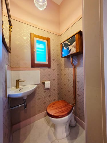 Customer photo review of Honeycomb Bee - Geometric Metallic Wallpaper - Blush