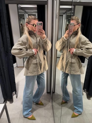 Customer photo review of Marnie Plaid Zip Jacket