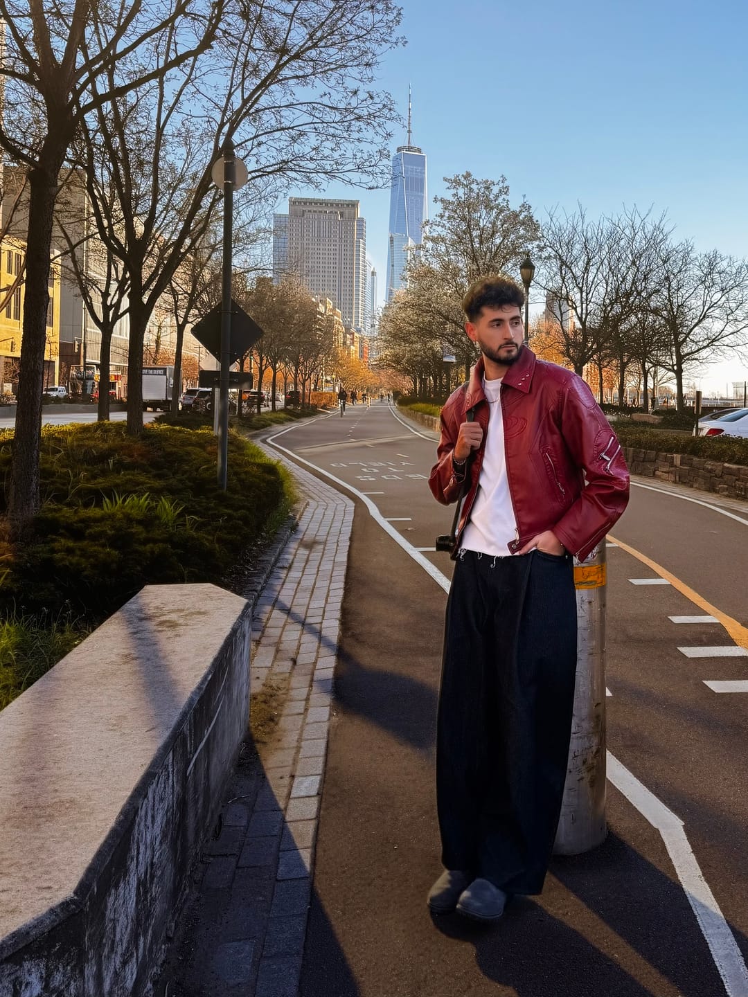 Customer photo review of Personsoul Croc Effect Panel Leather Jacket