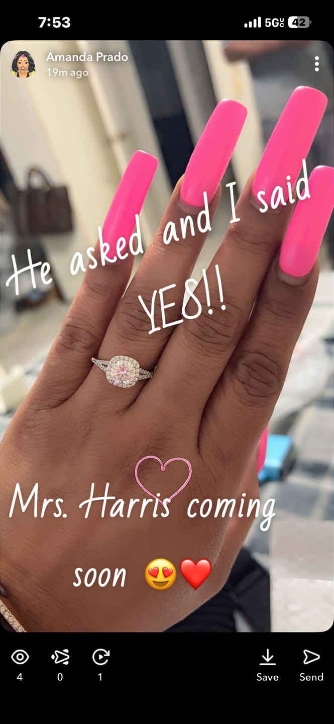 Customer photo review of Moissanite Split Shank Square Halo Pave Engagement Ring