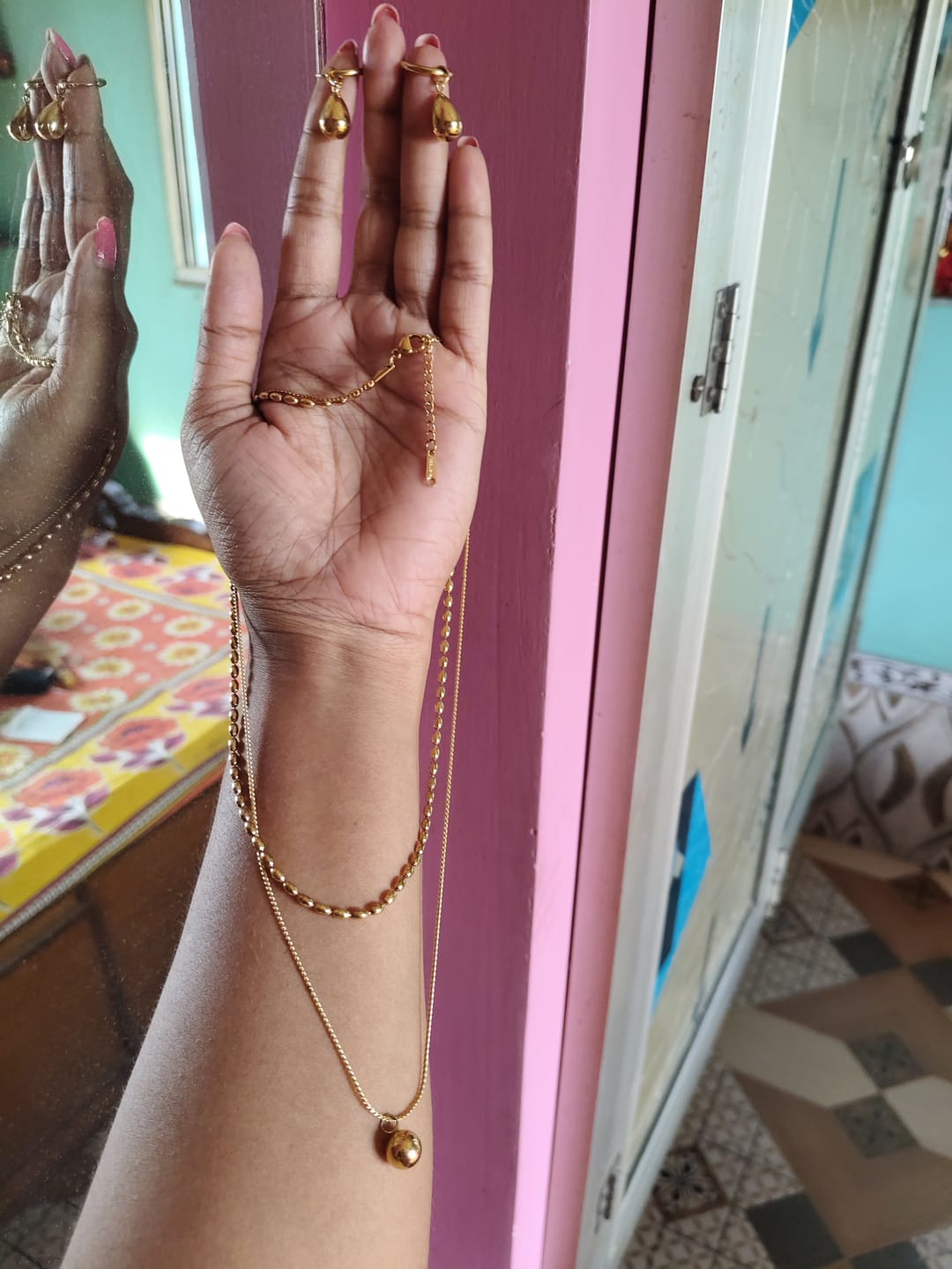 Customer photo review of Golden Beadline Drop Elegance Jewellery Set