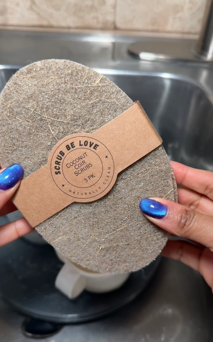 Customer photo review of Plastic Free Scrub Pads – Natural Coconut Coir Kitchen Scrubber