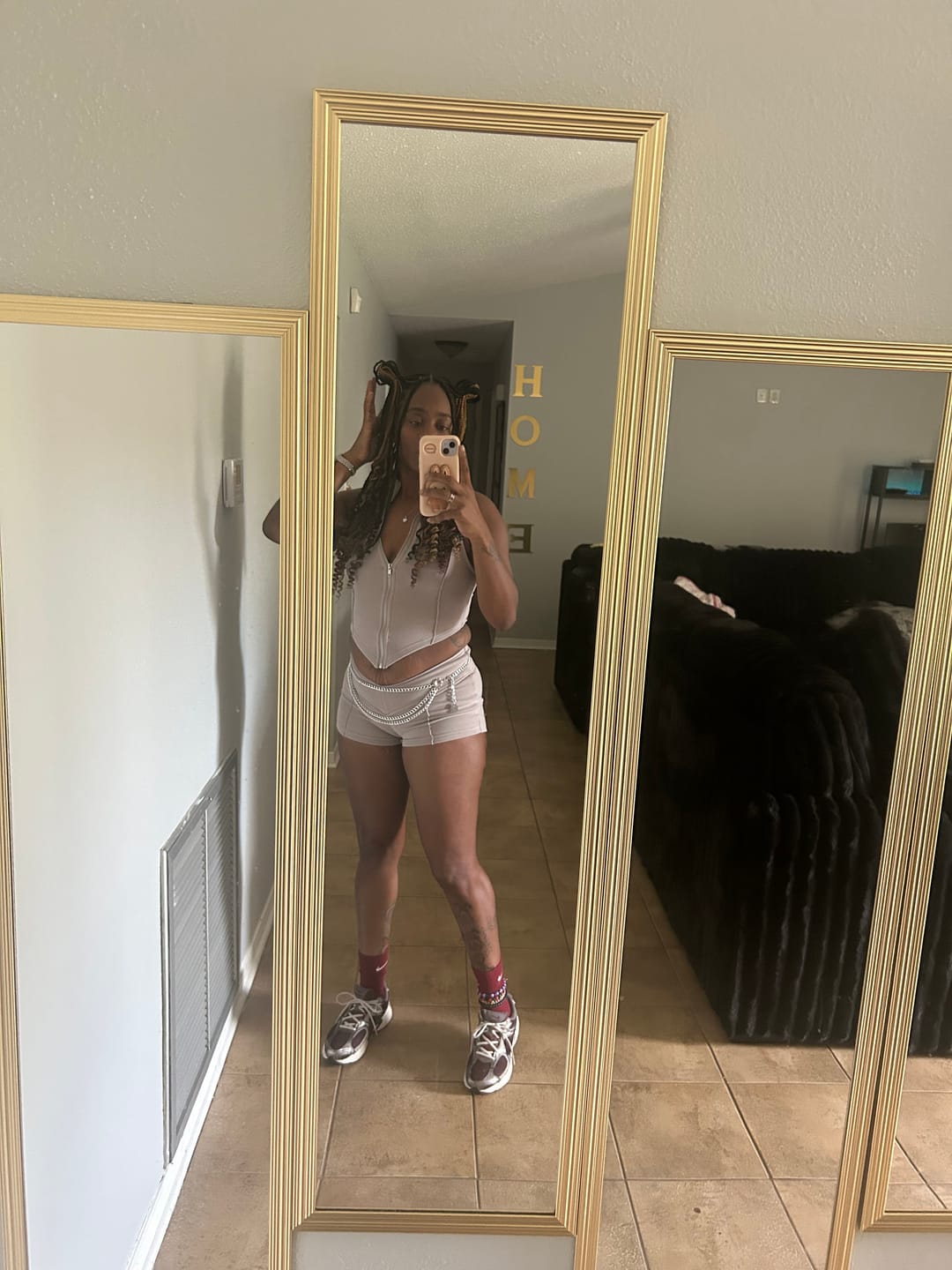 Customer photo review of Classic Zip Up Cropped Tank Top & Shorts SET