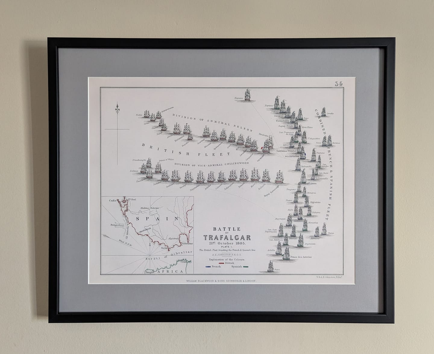Customer photo review of Battle of Trafalgar: The British Fleet breaking the French and Spanish line by AK Johnston, 1852