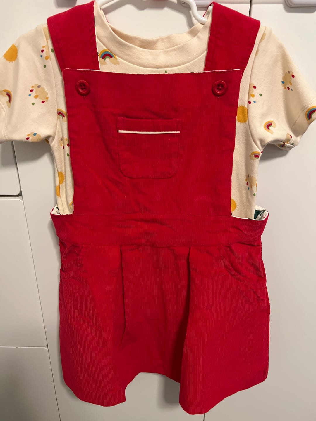 Customer photo review of Raspberry Woodland Adventure Pinafore Dress