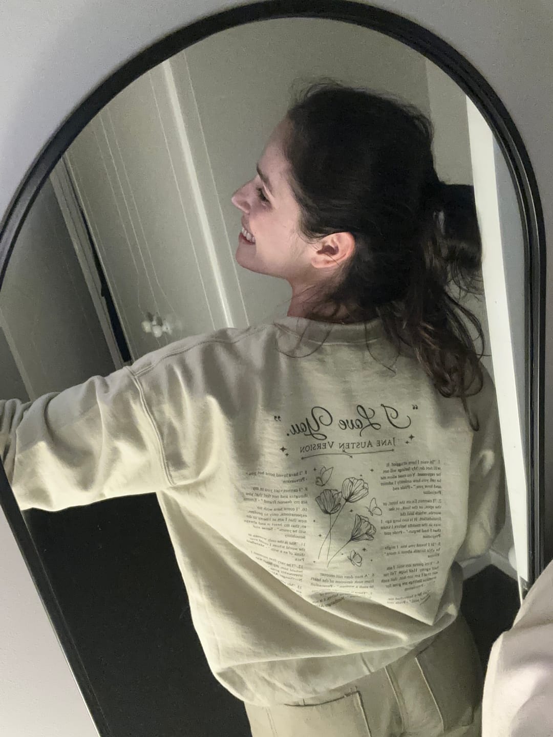 Customer photo review of Jane Austen I Love You Quote Sweatshirt | Cotton Blend Crewneck