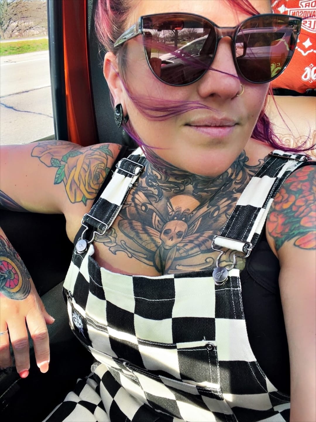 Customer photo review of Born Bad Washed Overalls - Checkered