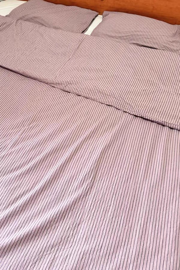 Customer photo review of Vintage Purple Striped Duvet Cover Set