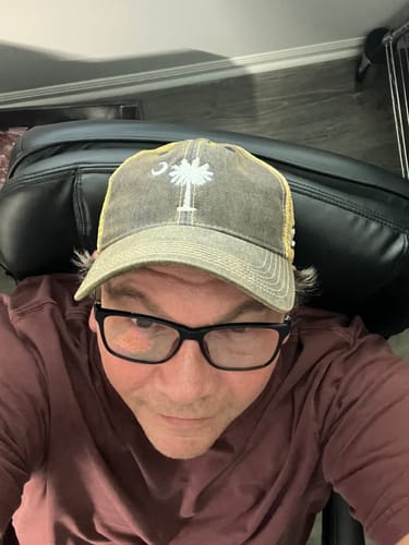 Customer photo review of Legacy 1776 SC Palmetto Moon Relaxed Trucker Hat