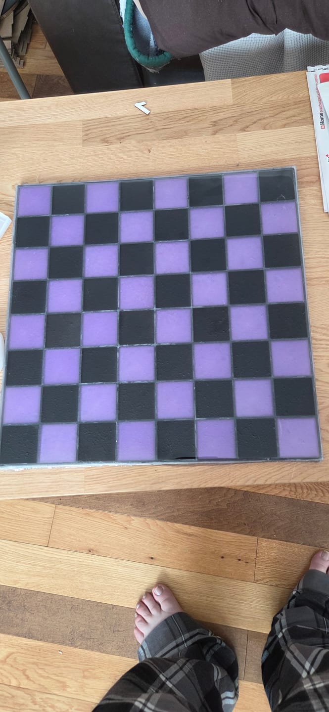 Customer photo review of 19x19x0.5" Full Size Chess Board Silicone Mold With 2" Squares