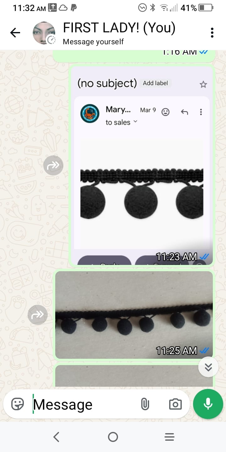 Customer photo review of Lo lita  5/8" Pom Pom Fringe Trim         (Sold by the Yard)