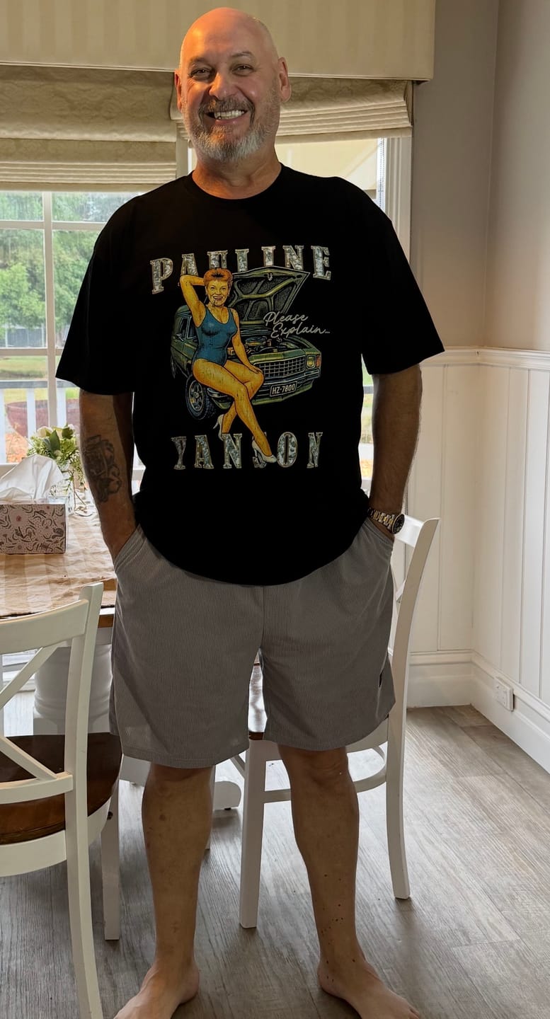 Customer photo review of Please Explain Pauline Hanson Tee Black