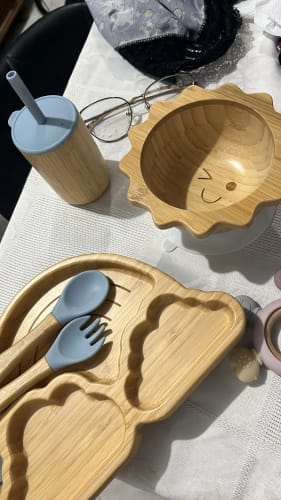 Customer photo review of Sunflower Bamboo Suction Bowl Set