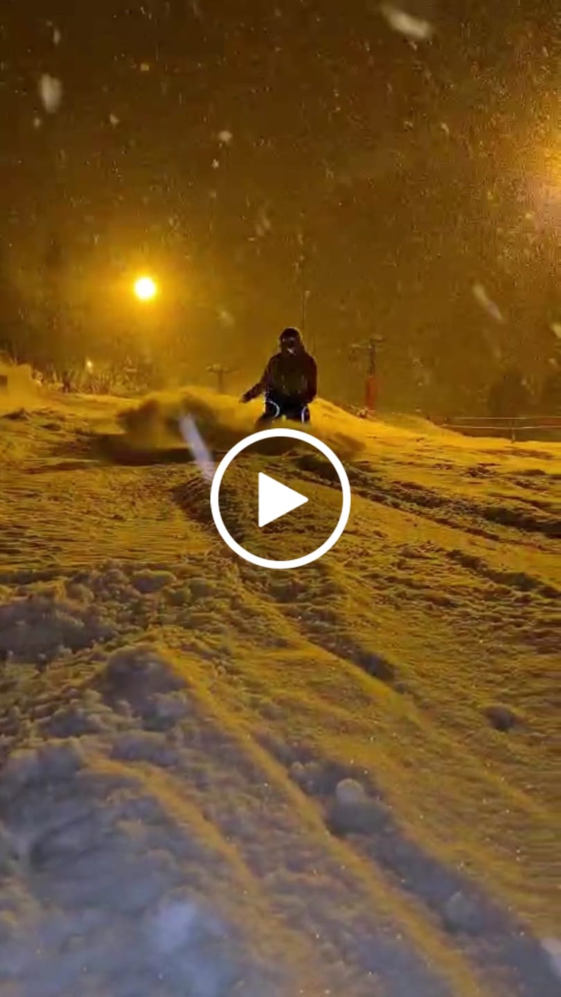 Customer video review of Women's Black Retro Track Reflective Piping Baggy Snow Pants