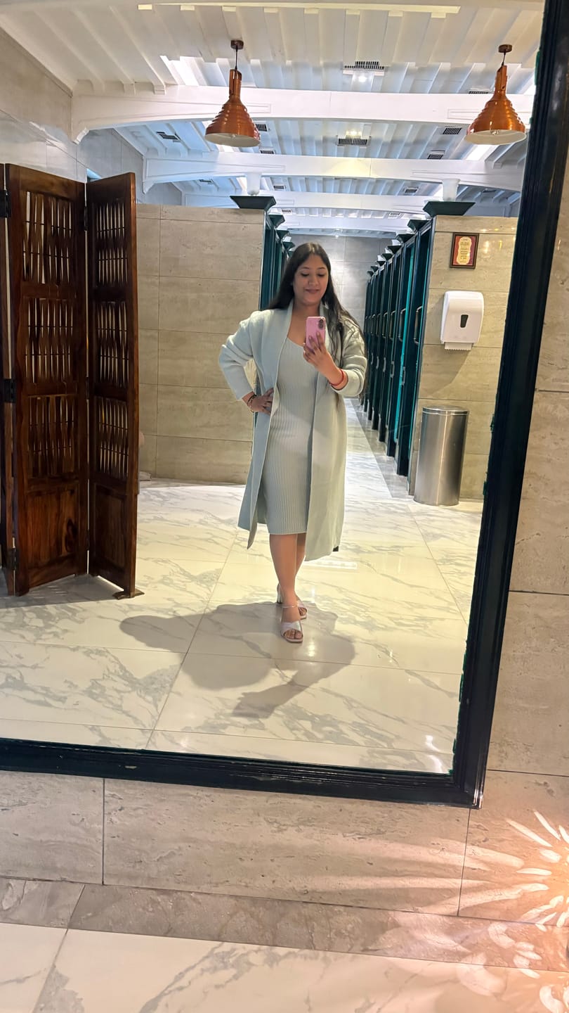 Customer photo review of Manie Bodycon Dress with Woolen Coat