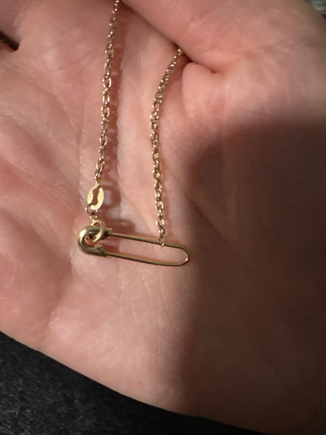 Customer photo review of 14K Single Safety Pin