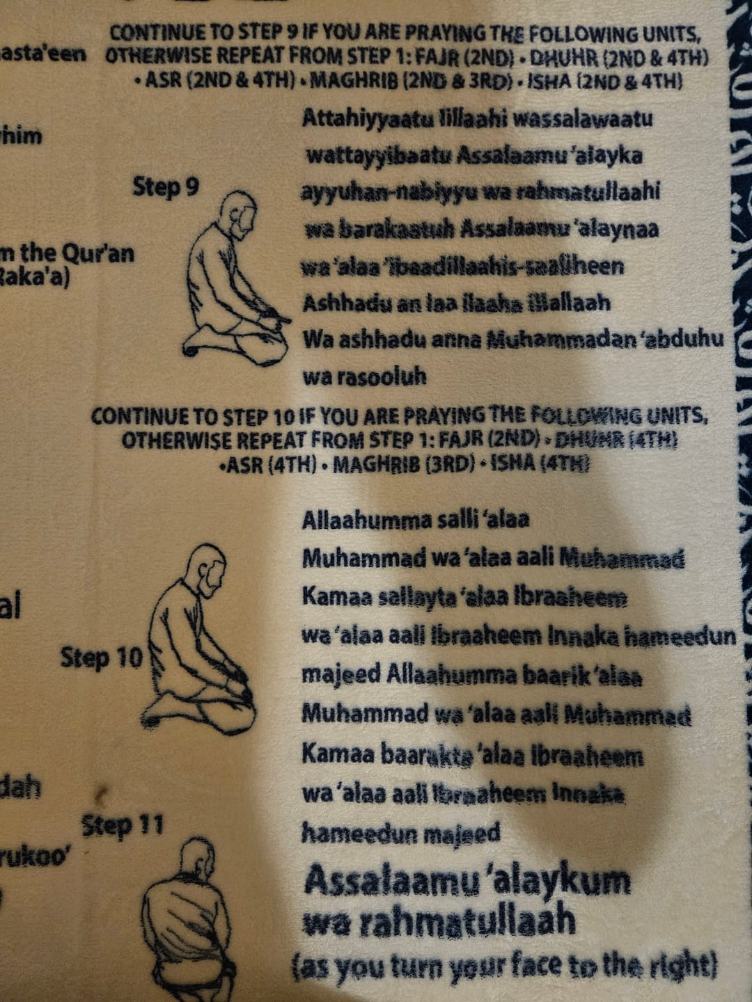 Customer photo review of Step-by-Step Phonetic Salah Padded Prayer Mat