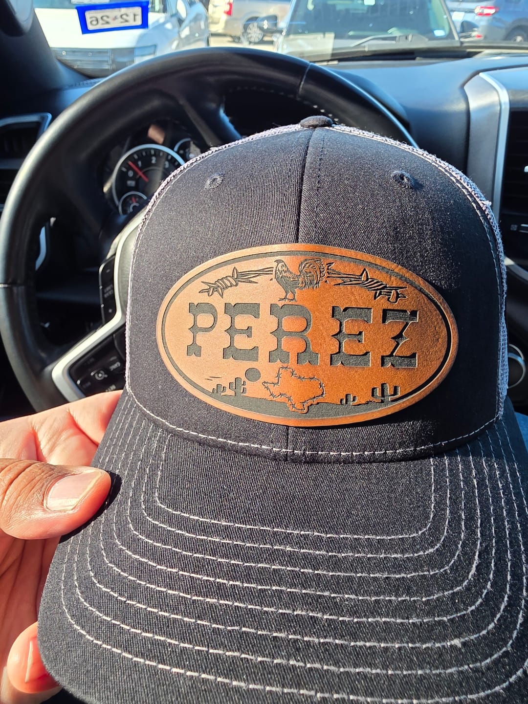 Customer photo review of Lonestar Rooster Custom Name Patch - Perez