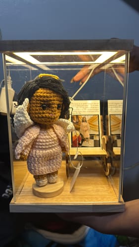 Customer photo review of Personalized Memorial Crochet Doll Keepsake with LED Display Box & Photo Card