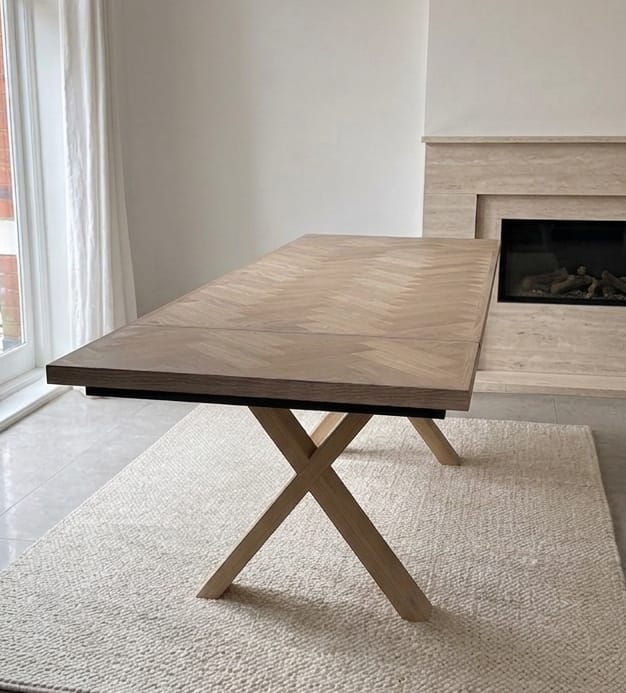 Customer photo review of Astrid Cotton Herringbone Dining Table Extendable