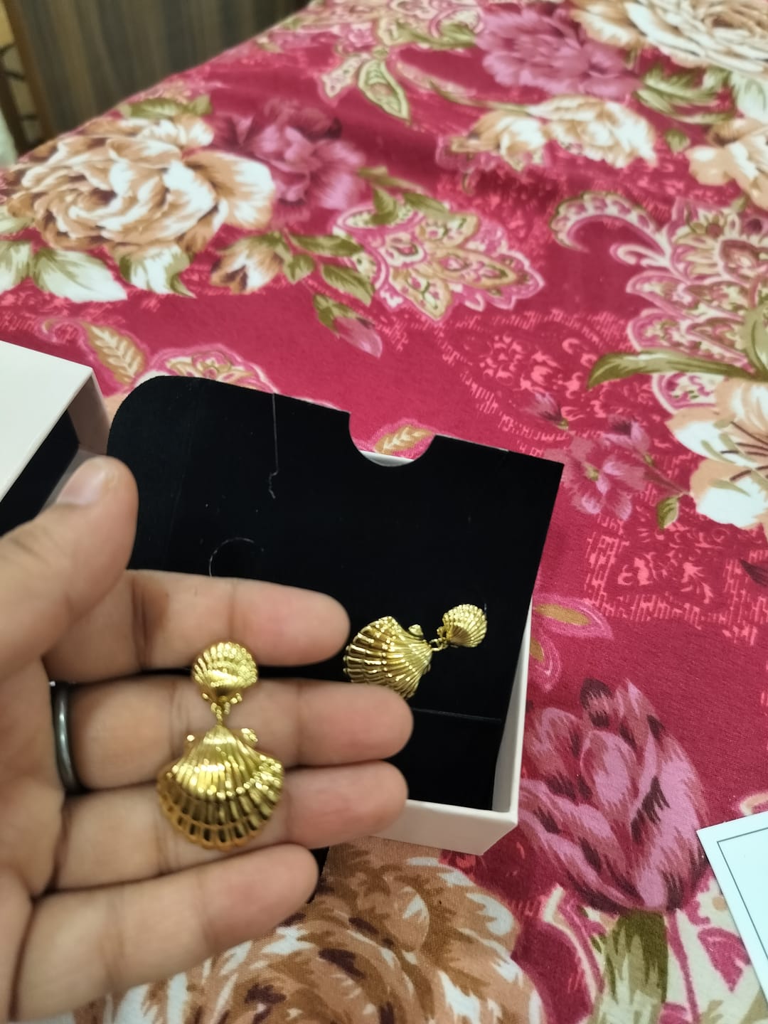 Customer photo review of Shell Drop Earrings