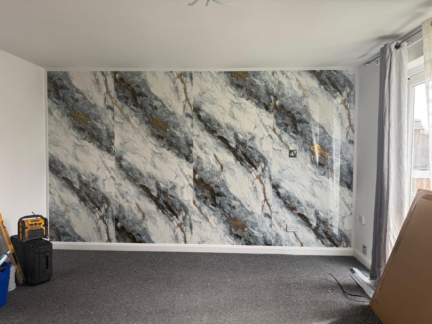 Customer photo review of 10mm Ocean Blue Gloss Shower Panel 1M x 2.4M