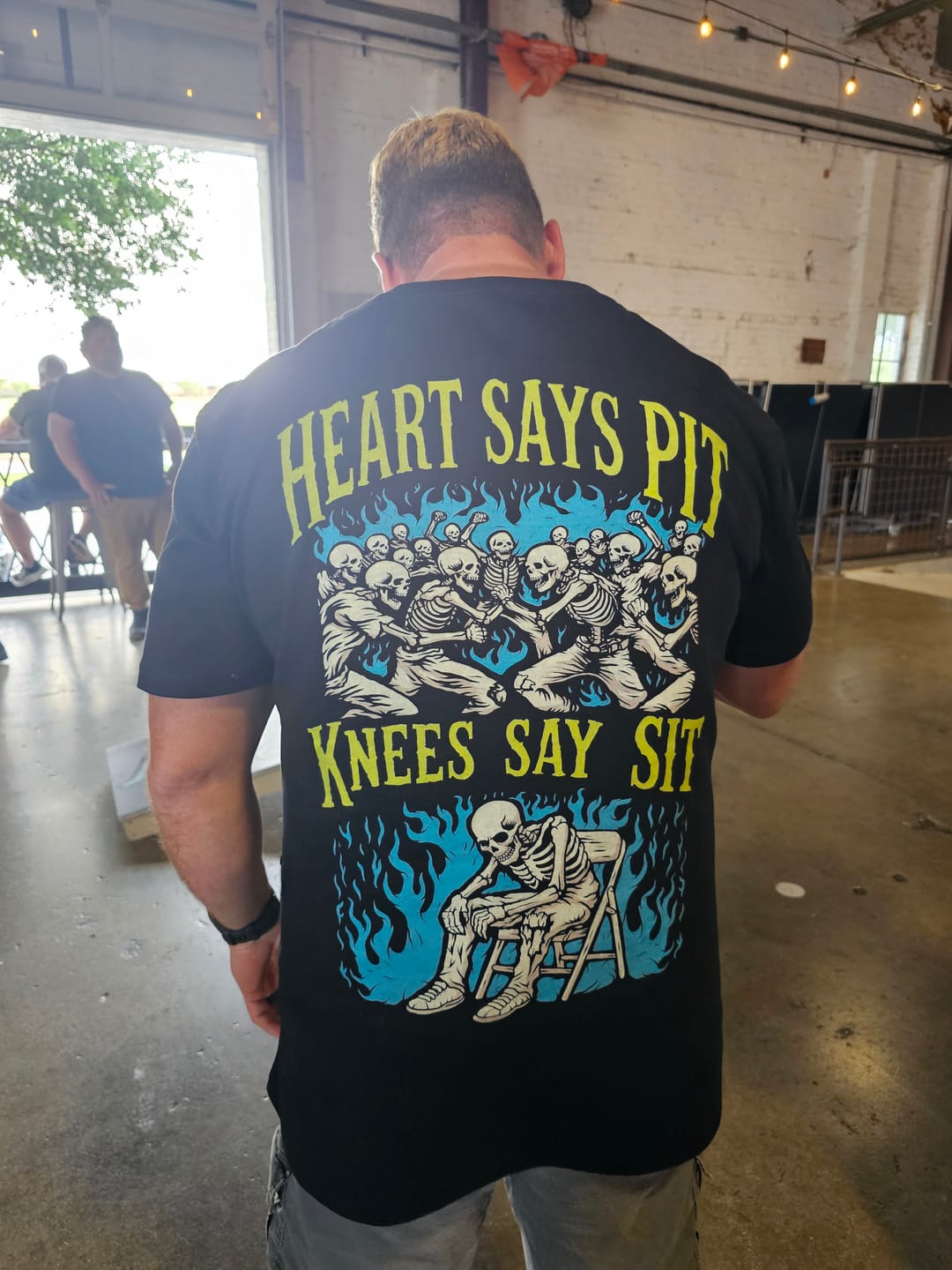 Customer photo review of 'HEART SAYS PIT, KNEES SAY SIT' TEE