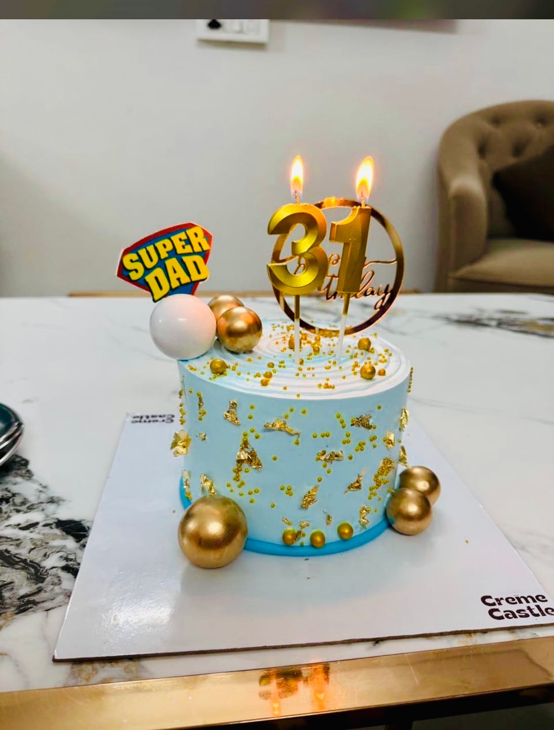 Customer photo review of Golden Blue Cake